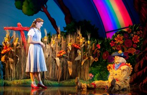 Dorothy (Danielle Wade) befriends the Scarecrow (Jamie McKnight) as she travels down the Yellow Brick Road in "The Wizard of Oz," playing at San Francisco's Orpheum Theatre through Sunday, Oct. 27th. (Photo by Cylla Von Tiedemann)