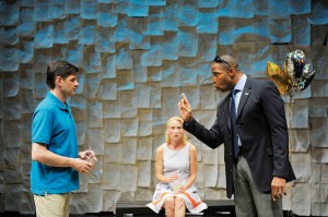 Cody (Aldo Billingslea) warns the Man (Gabriel Marin) to stay away from his wife Belinda (Carrie Paff) in "This is How it Goes." (Photo by David Allen)