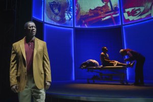 Former San Francisco 49er Dwight Hicks helps audiences understand our "Warrior Ethos" in "X's and O's (A Football Love Story) at Berkeley Rep. (Photo by kevinberne.com)