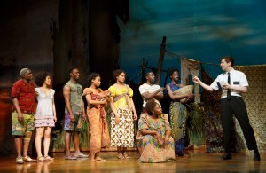 Ncube and others in the company of "The Book of Mormon." (Photo by Joan Marcus)