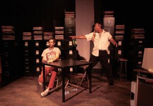 Webster (Jonathan Liszanckie, left) and Kavanagh (Eric Reid) stumble on common ground in 