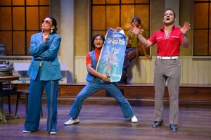 (L–R) Tala (Rinabeth Apostol), Dala (Ogie Zulueta), Mata (Jomar Tagatac, in background), and Checkers Rosario (Sean San Jose) present the poster for The Squid Mother of Cebu. (Photo by Kevin Berne)